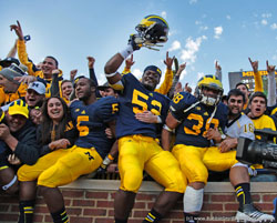 post game celebration university of michigan football vs. northwestern 2012 at the big house in ann arbor